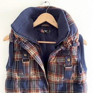 Vintage ZARA TRF Puffer Vest. Quilted flannel.
